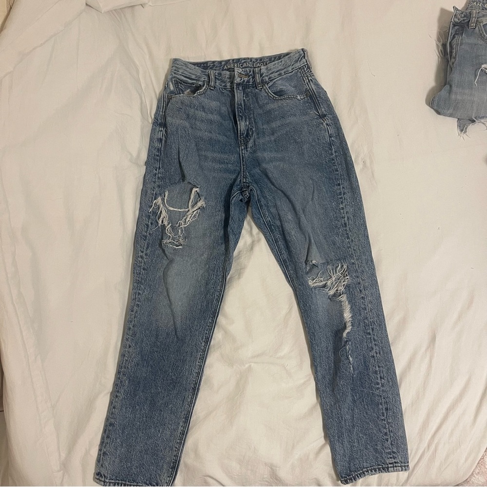 American Eagle Ripped Curvy Mom Jean